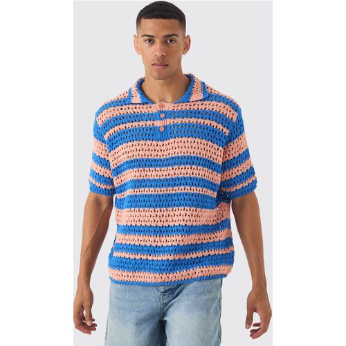 Polo oversize rayé à coutures apparentes - S - Boohooman - Modalova