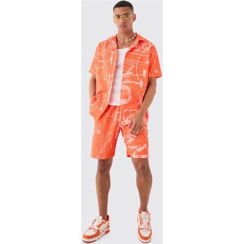 Ensemble oversize plissé avec chemise et short - S - Boohooman - Modalova