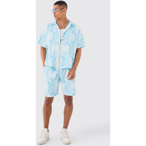 Ensemble à imprimé Worldwide avec chemise plissée et short - L - Boohooman - Modalova