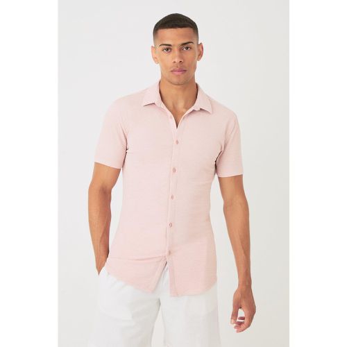 Chemise moulante plissée à manches courtes - L - Boohooman - Modalova