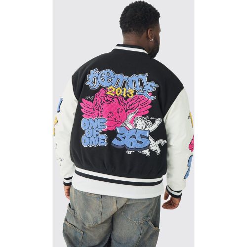 Grande taille - Veste universitaire oversize à écusson - XXL - Boohooman - Modalova