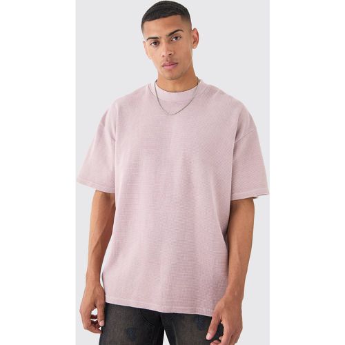 T-shirt oversize délavé en tissu gaufré - S - Boohooman - Modalova