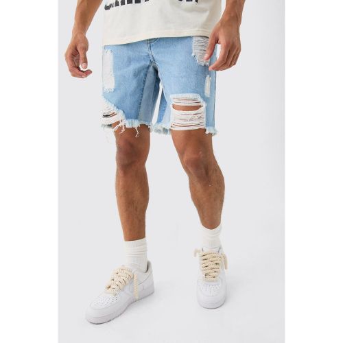 Short en jean déchiré à soufflet - 28 - Boohooman - Modalova