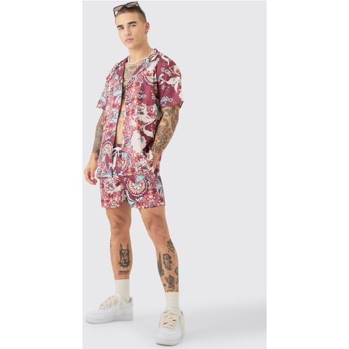 Ensemble oversize fleuri avec chemise et short de bain - L - Boohooman - Modalova