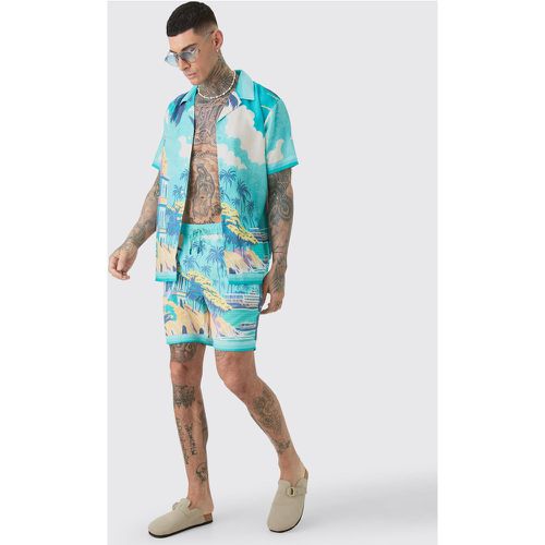 Tall - Ensemble à imprimé paysage avec chemise et short de bain homme - S - Boohooman - Modalova