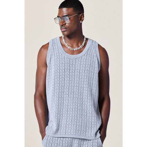 Relaxed Crochet Knitted Vest In Grey - Boohooman - Modalova