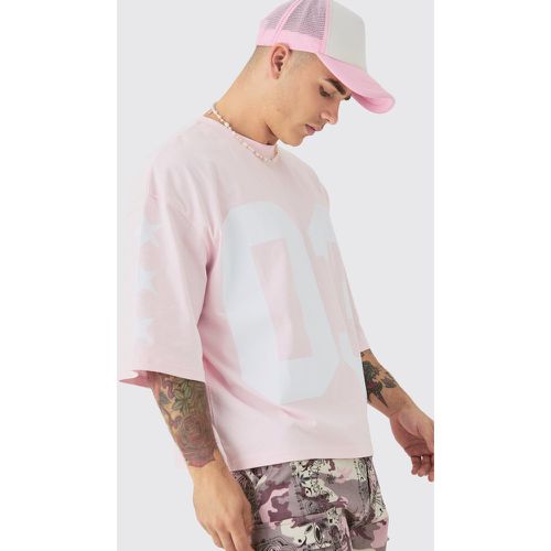 T-shirt oversize universitaire à manches 3/4 - L - Boohooman - Modalova