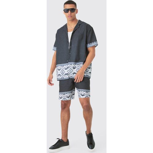 Ensemble oversize en lin avec chemise et short - S - Boohooman - Modalova