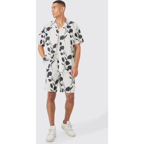 Ensemble oversize en lin à imprimé vigne avec short - L - Boohooman - Modalova