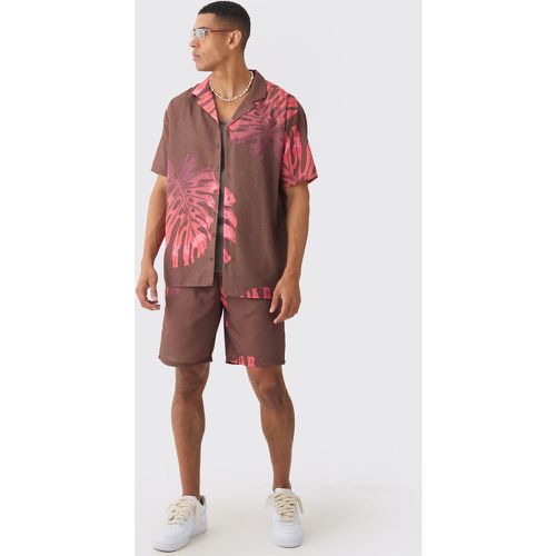 Ensemble à imprimé palmier avec Chemise oversize et short - S - Boohooman - Modalova