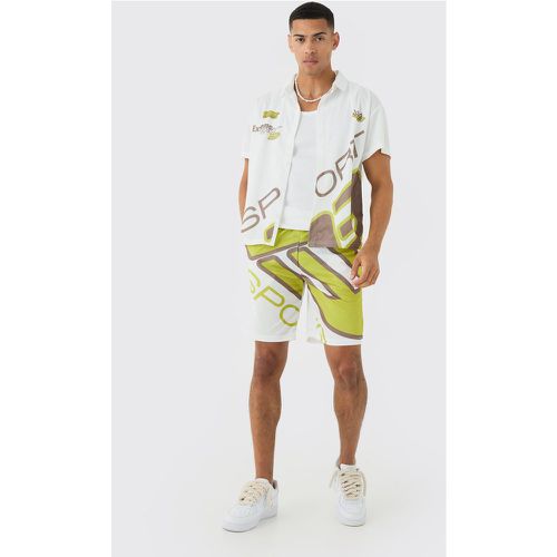 Ensemble en mesh avec chemise imprimée moto et short - S - Boohooman - Modalova