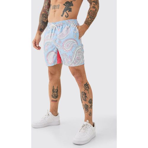 Short de bain mi-long à imprimé cachemire - S - Boohooman - Modalova