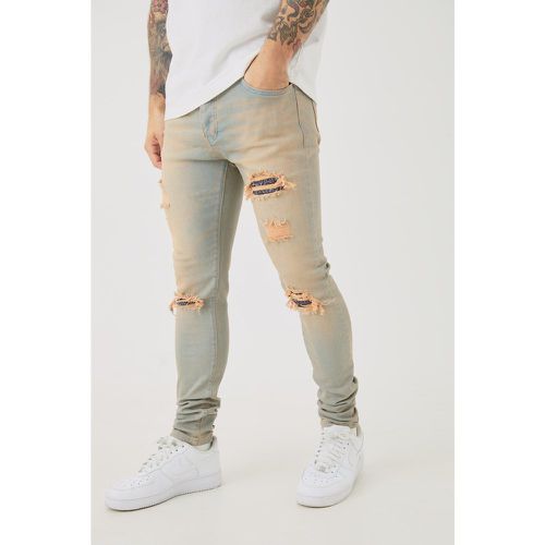 Jean skinny déchiré à motif bandana - 28R - Boohooman - Modalova