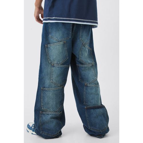 Extreme Baggy Rigid Multi Pocket Denim Jean In Antique Wash - - 28R - Boohooman - Modalova
