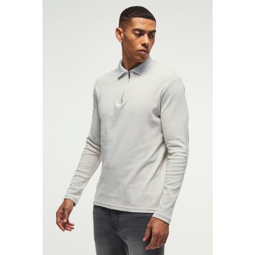 Polo à col zippé et manches longues - S - Boohooman - Modalova