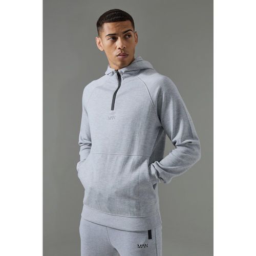 Sweat à capuche en polaire à col zippé - MAN Active homme - S - Boohooman - Modalova