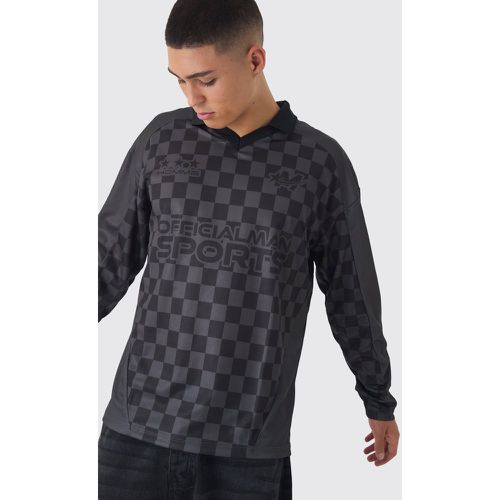 Top de football oversize à carreaux et manches longues - Official - S - Boohooman - Modalova