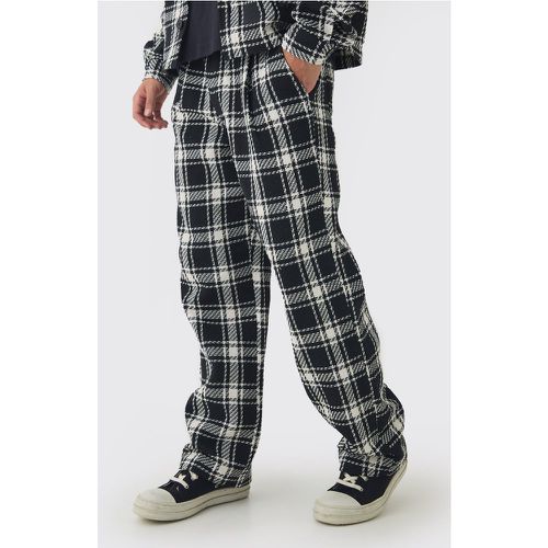 Pantalon large texturé à carreaux - L - Boohooman - Modalova