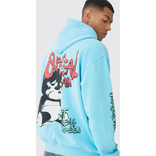 Oversized Washed Official Man Bear Hoodie - L - Boohooman - Modalova