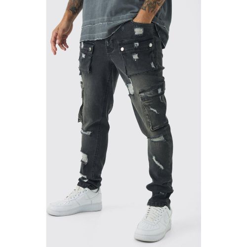 Jean cargo skinny déchiré - 32R - Boohooman - Modalova