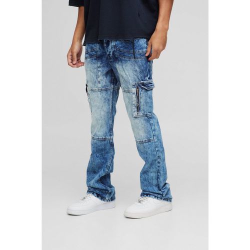 Jean cargo flare délavé à empiècements homme - 28R - Boohooman - Modalova