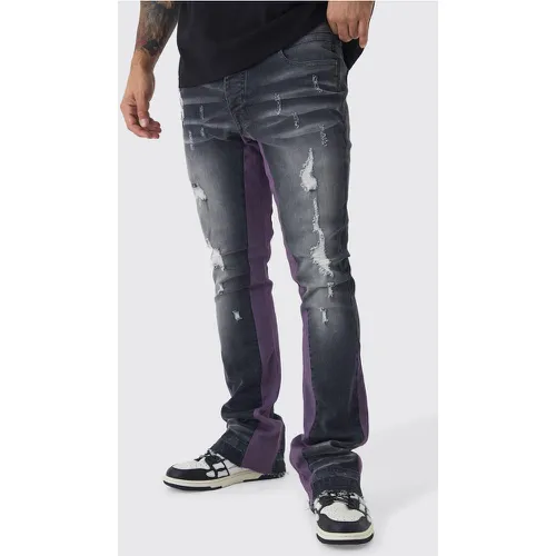 Jean flare skinny à soufflet - 28R - Boohooman - Modalova