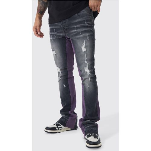 Jean flare skinny à soufflet - 30R - Boohooman - Modalova