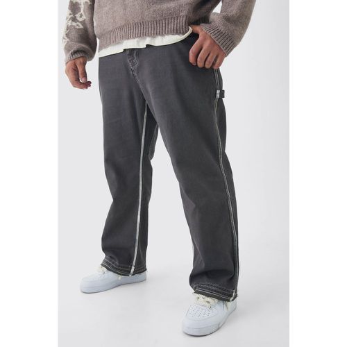 Grande taille - Pantalon charpentier droit à surpiqûres - 38R - Boohooman - Modalova