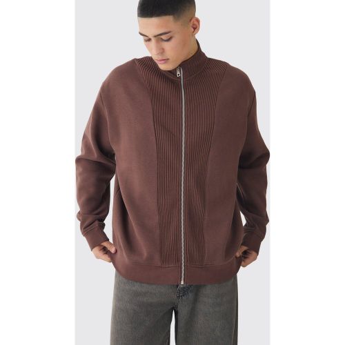 Sweat oversize zippé en maille côtelée épaisse - S - Boohooman - Modalova