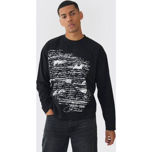 T-shirt oversize imprimé à manches longues - M - Boohooman - Modalova