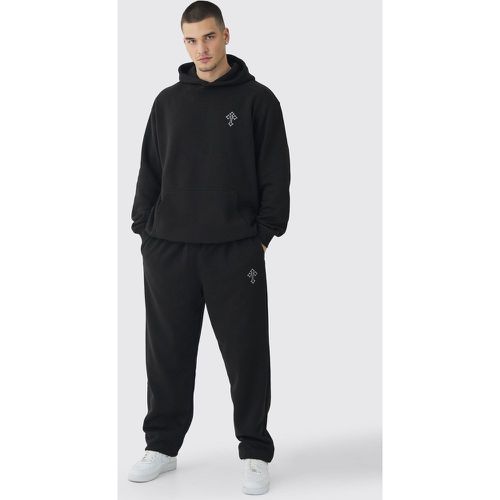 Tall - Survêtement avec sweat à capuche et jogging à broderie croix - S - Boohooman - Modalova