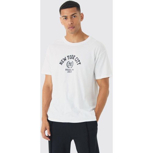 T-shirt droit universitaire à slogan New York - L - Boohooman - Modalova