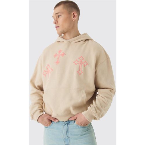 Sweat à capuche oversize à imprimé croisé - M - Boohooman - Modalova