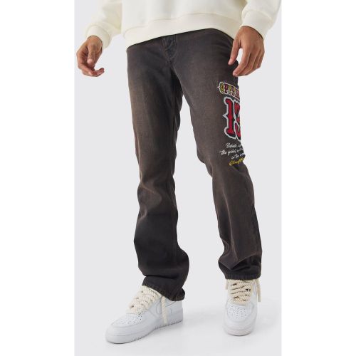 Jean flare universitaire en jean - 32R - Boohooman - Modalova
