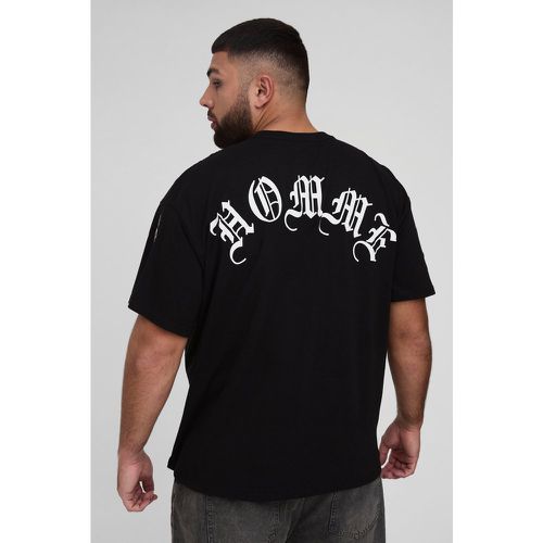 Plus Oversized Print & Cross Embroidered T-Shirt - 2XL - Boohooman - Modalova