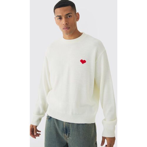 Pull oversize à imprimé cœur - S - Boohooman - Modalova