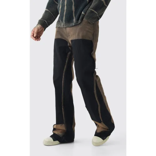 Tall - Jean flare à taches de peinture homme - 30 - Boohooman - Modalova