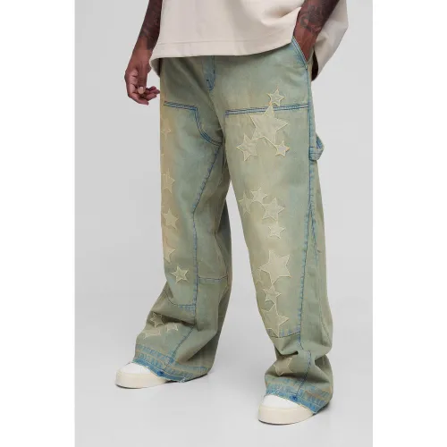 Grande taille - Jean charpentier à écusson étoile homme - 38 - Boohooman - Modalova