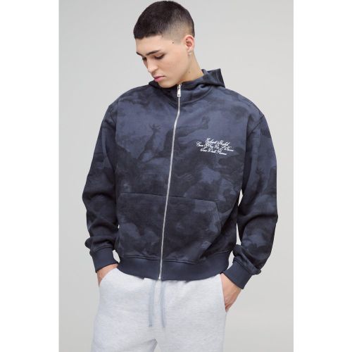 Sweat à capuche oversize zippé à imprimé Renaissance - S - Boohooman - Modalova