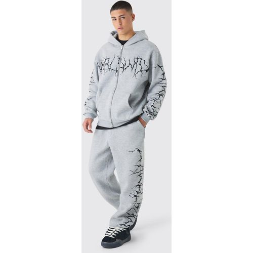 Survêtement sweat à capuche zippé et imprimé graffiti - S - Boohooman - Modalova