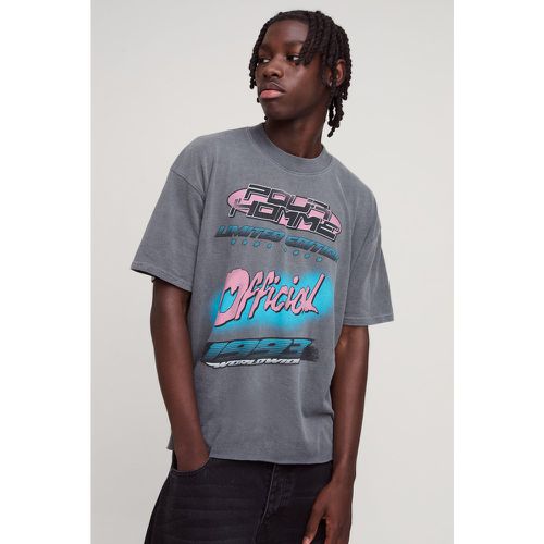 T-shirt oversize délavé imprimé - S - Boohooman - Modalova