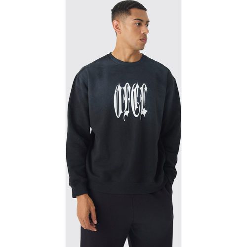 Sweat délavé imprimé - Ofcl homme - S - Boohooman - Modalova