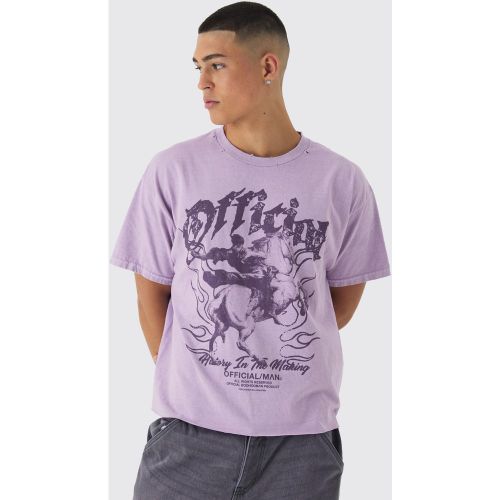 T-shirt oversize délavé imprimé - L - Boohooman - Modalova
