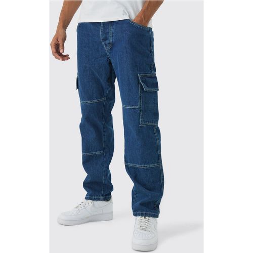 Jean cargo large à coutures contrastantes homme - 28R - Boohooman - Modalova