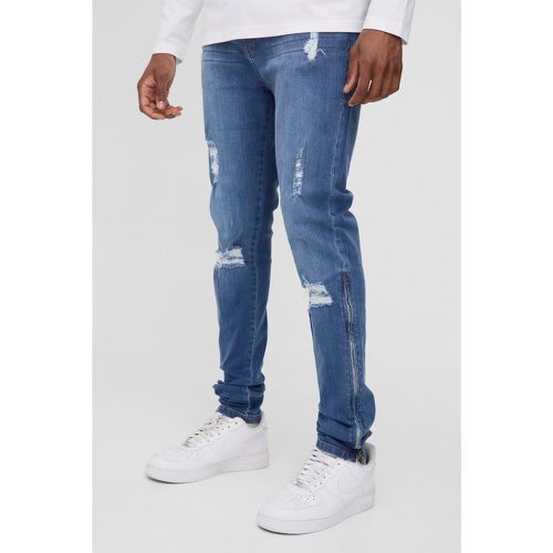 Tall - Jean stretch déchiré à ourlets zippés - 30 - Boohooman - Modalova