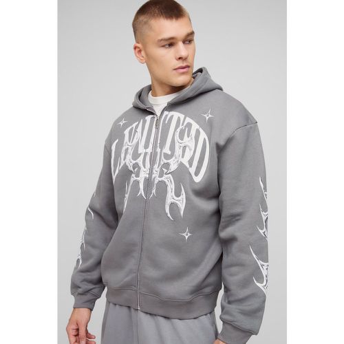 Sweat à capuche oversize zippé imprimé - S - Boohooman - Modalova