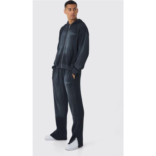 Sweat à capuche oversize délavé à broderie en tissu gaufré - S - Boohooman - Modalova
