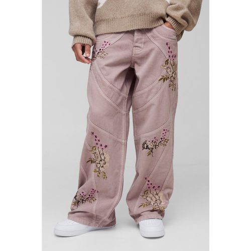 Pantalon baggy épais à broderie - 28R - Boohooman - Modalova