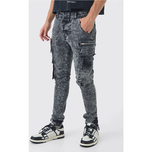 Jean cargo super skinny délavé - 28R - Boohooman - Modalova