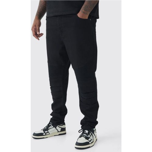 Grande taille - Jean motard skinny à empiècements en - 38 - Boohooman - Modalova